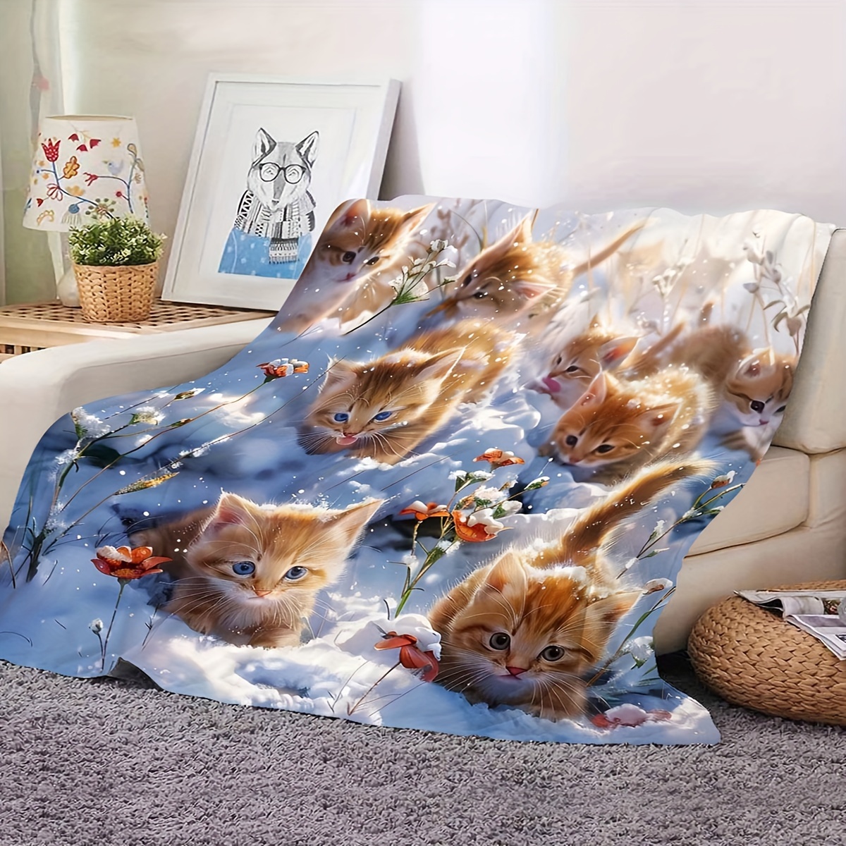 Kitten fleece blanket hotsell