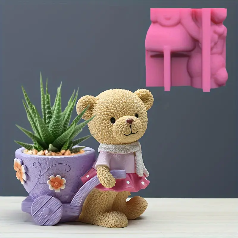Eimer Auto Cowboy Teddybär Vase Blumentopf Aschenbecher Stifthalter Silikonform Herstellung Heimdekoration mit Epoxidharz Gips Zement Harz Silikonform