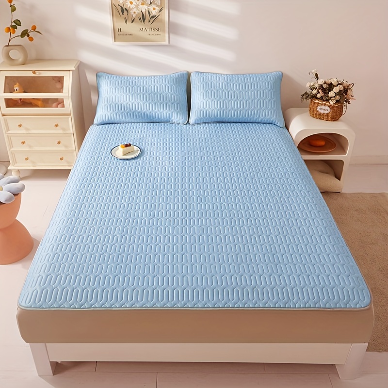 3pcs   cool latex mat latex mat 1 pillowcase 2 no core breathable soft solid color mattress set bedroom dormitory hotel bedding set details 4