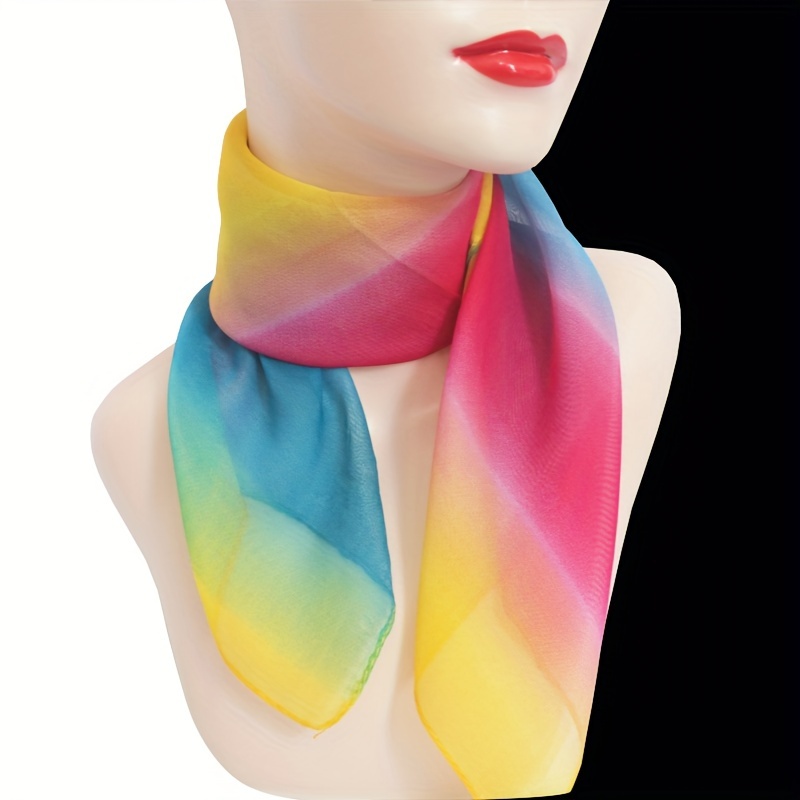 Gradient Color Small Square Scarf Thin Breathable Neck Scarf - Temu New ...