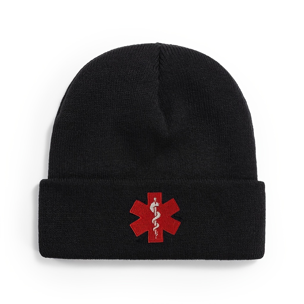 

1pc Etm Life Star Embroidered Acrylic Knit Beanie - Funky Style For Outdoor Activities