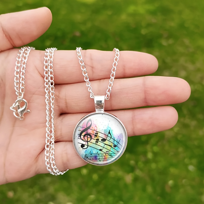 4pcs Musical Note Themed Jewellery Set with Necklace, Bracelet, Earrings