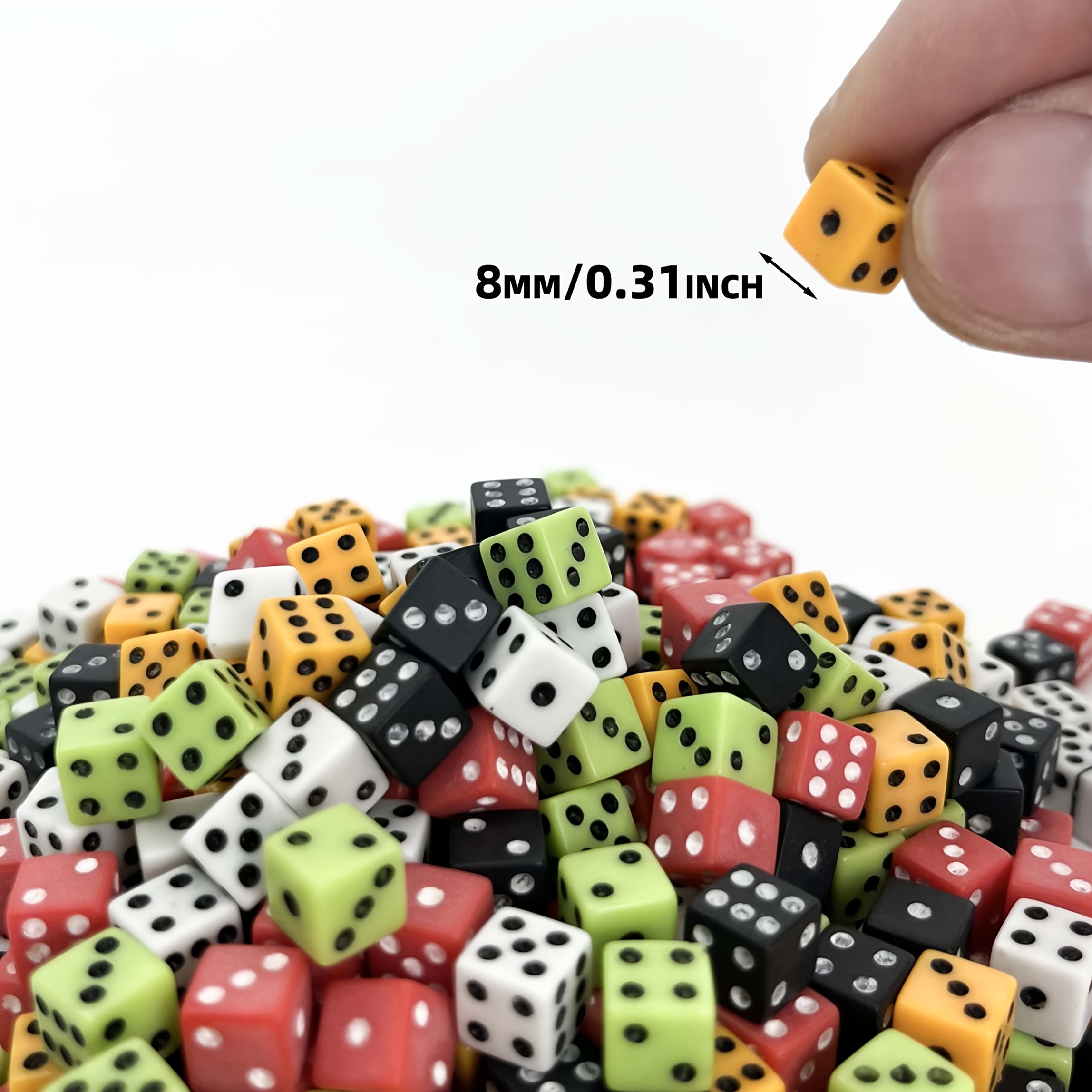 100pcs 8mm Square Opaque Random Colors Mini Tabletop Dice