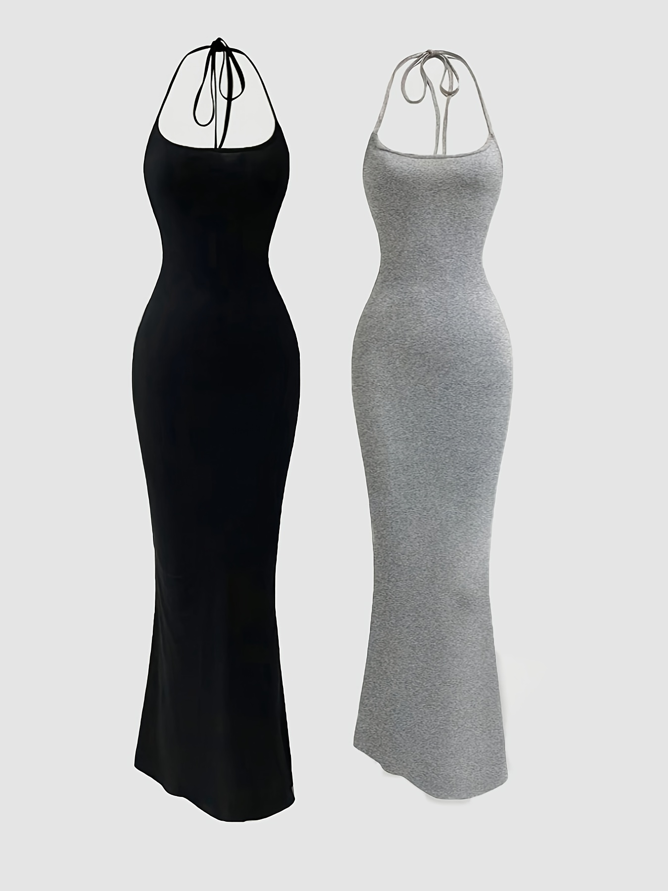 sachin and babi light blue dress White Slinky Cross Front Backless Halter Mini Dress main image 1