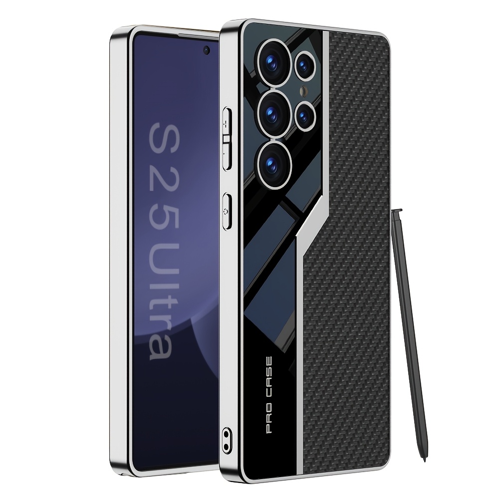 Phone Case - Cool Electroplated Spliced Artificial Leather Style Tpu Drop Protection Case For S25 Ultra