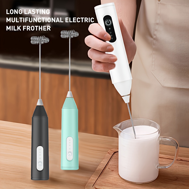 Electric Milk Frother Handheld USB Rechargeable Coffee Frother with  Stainless Whisks Adjustable Foam Maker for Coffee, Latte, Cappuccino, Hot