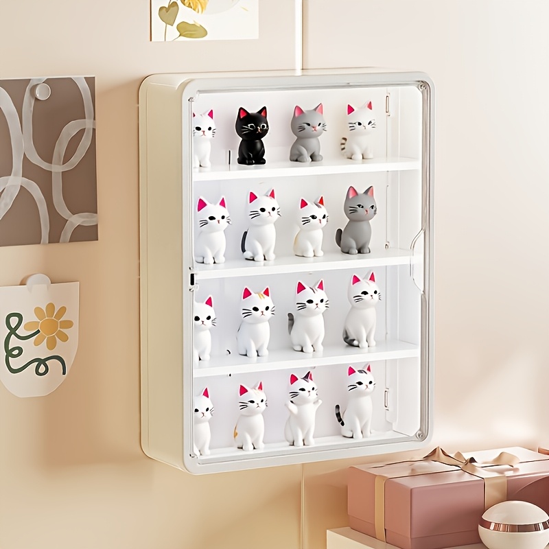 White Wall-mounted Dust-proof Transparent Magnetic Figure Display Stand, Figure Storage Box, Figure Storage Additions