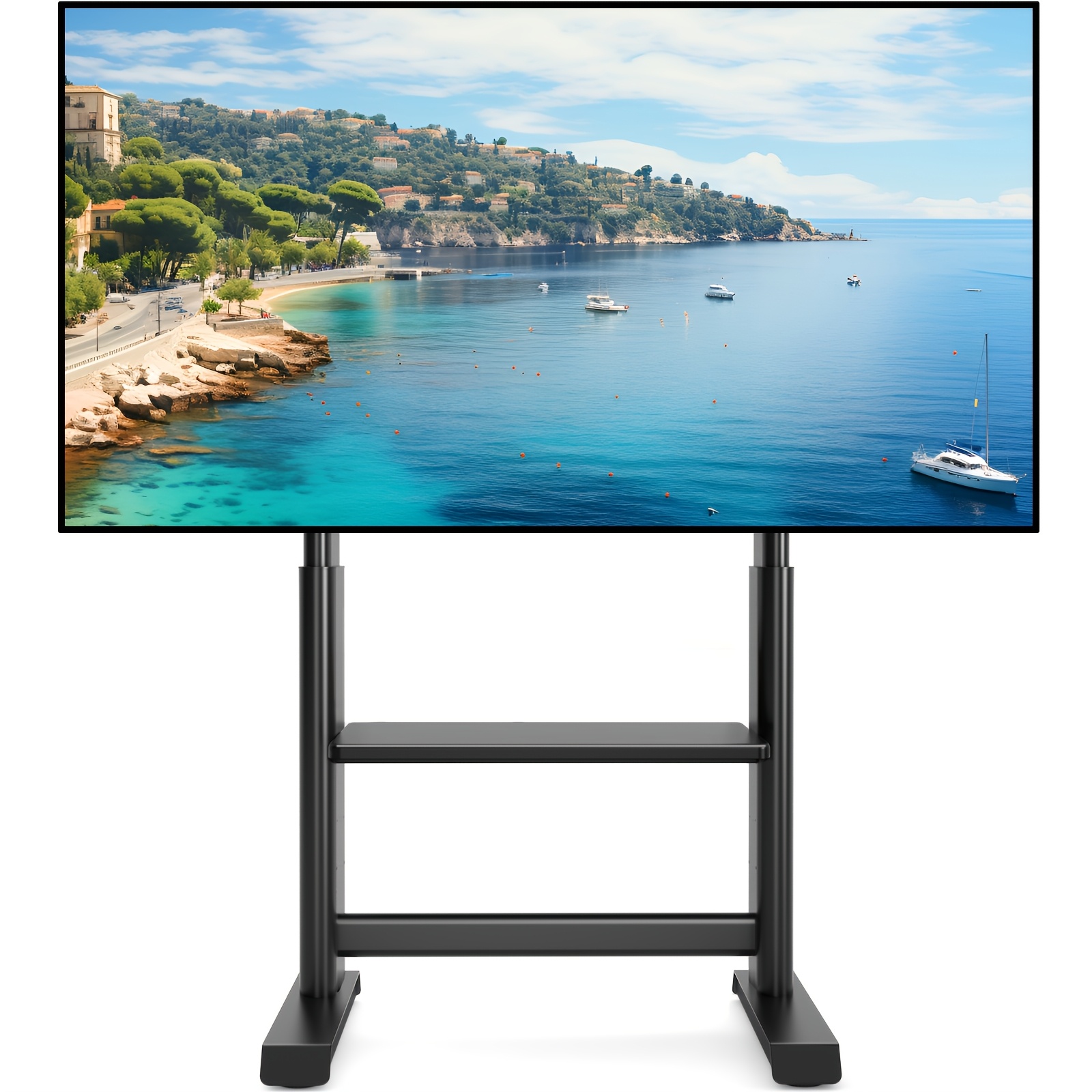 Tall Floor Tv Stand For 55-100 Inch Tvs, Height Adjustable Tv Stand With Shelf Universal Portable Tv Stand With Bracket To 86kg Max Vesa 800x600mm