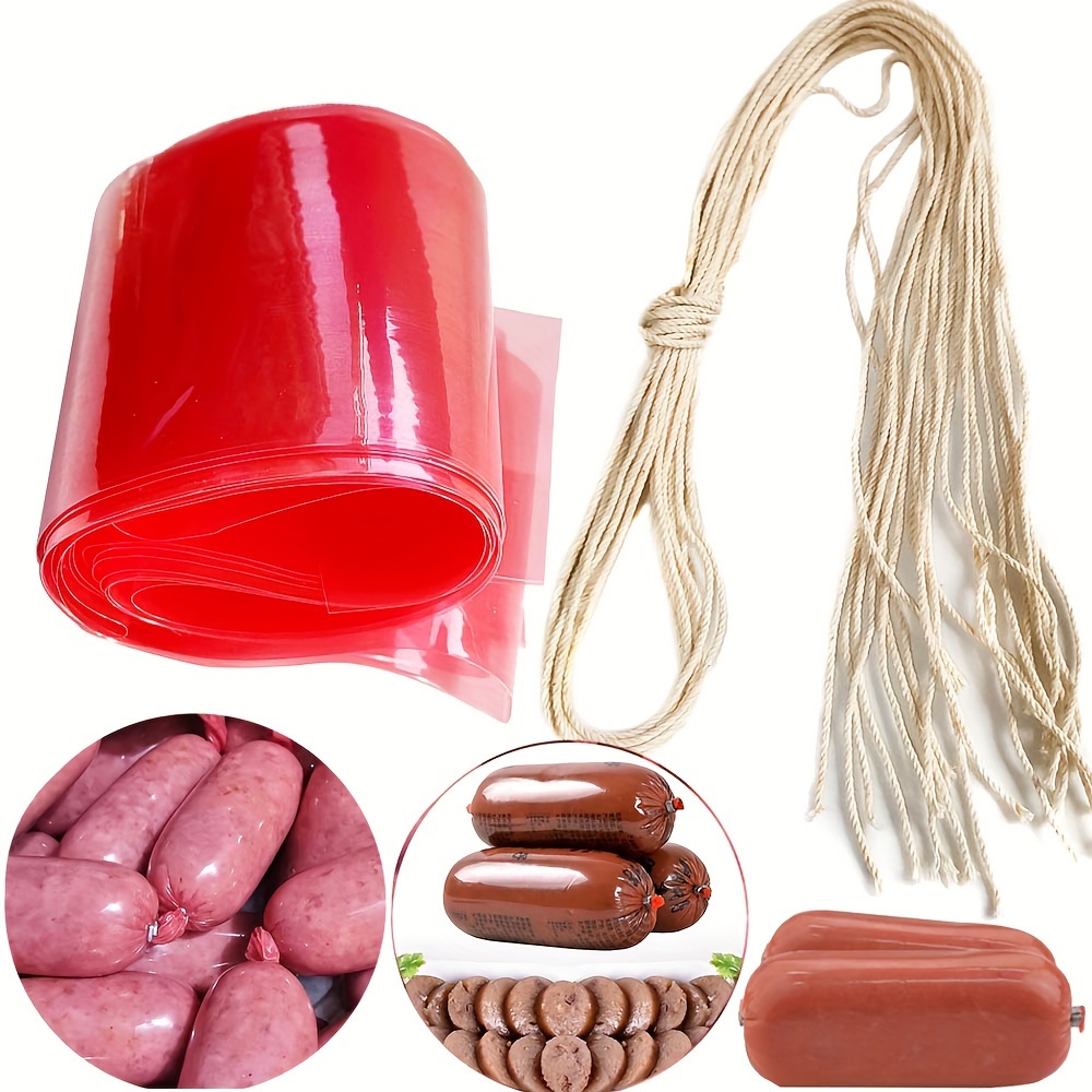 0.5m/1m//5m High-temperature Resistant Plastic Sausage Packaging Diameter 55mm Sausage Making Tool Tying String Sausage Filling Meat Fresh Bag Sausage Filling Tool Sausage Casing Cooking Kitchen Tool