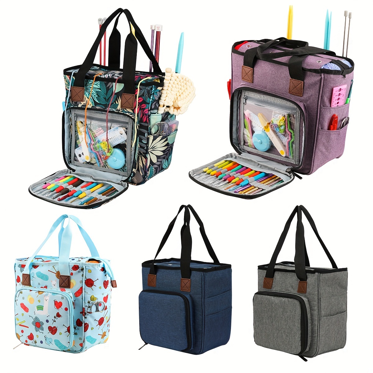 

2 Styles - Organizer Bag, Portable Knitting & Crochet Storage , Art Sewing Supplies, For , , , , For Mom, Pattern, Use, Storage