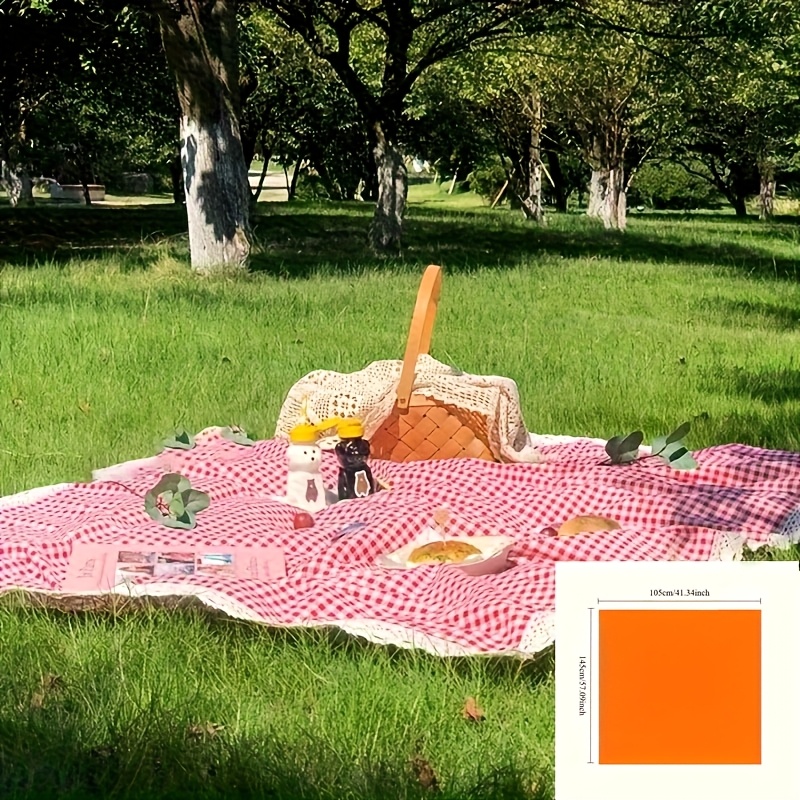 Image of 1 Extra-large Red And White Checkered Picnic Tablecloth And Placemats - Lightweight Rectangular Outdoor Blanket With Lace Trim And Durable Burlap Backing Non-food Direct Contact