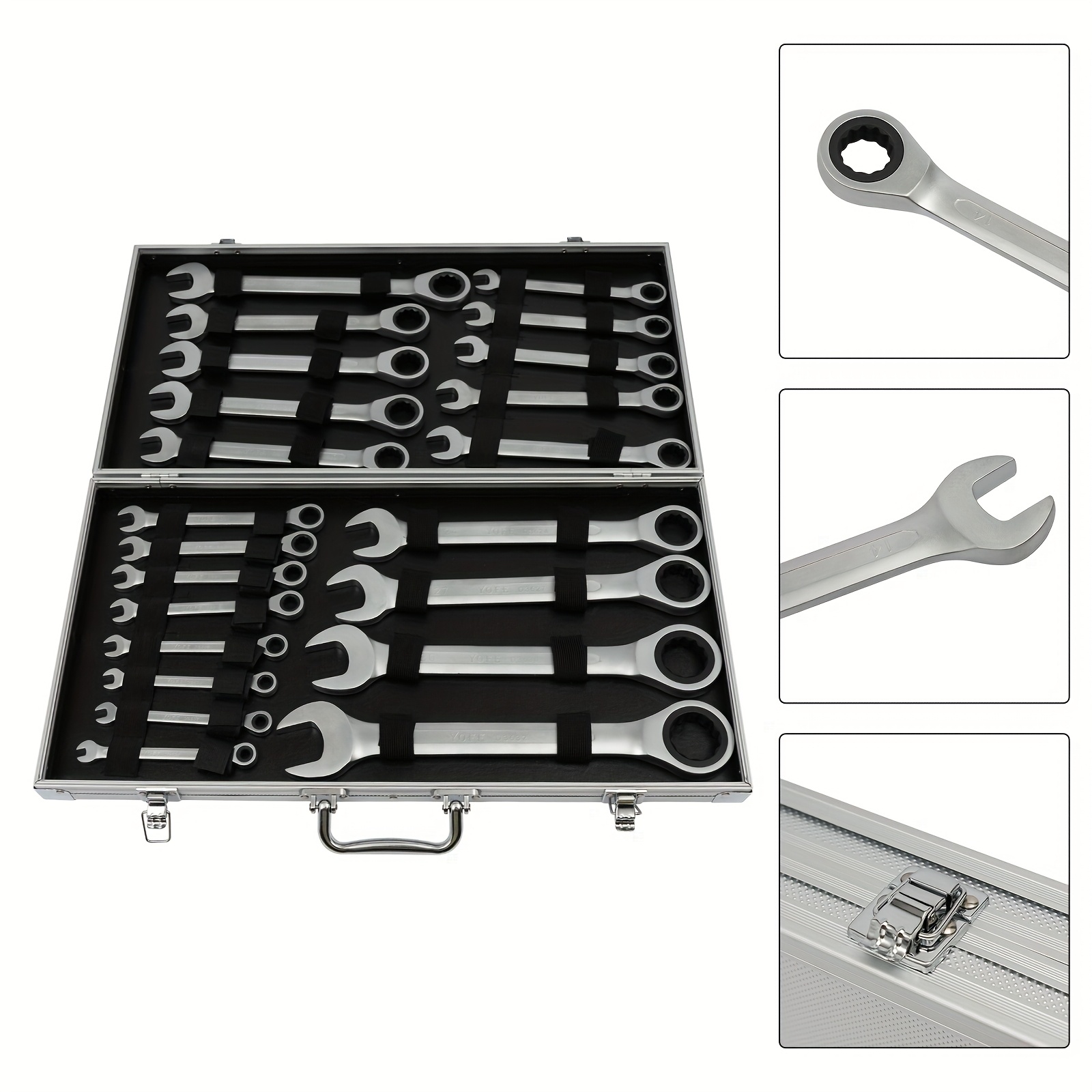 Image of 22pcs Heavy-duty Ratchet Wrench Set, Chrome Vanadium Steel Socket Wrench Kit For Automotive Repair, Mechanical Maintenance & Diy Projects (6-32mm) With Compact Storage Case