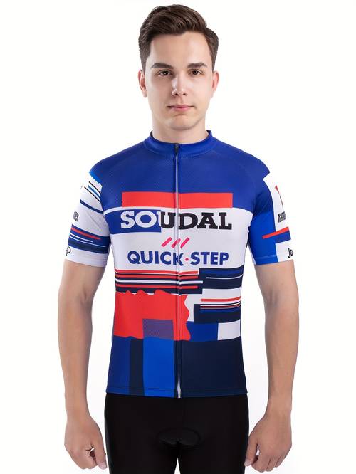 mens cycling jersey breathable moisture wicking short sleeve mtb shirt with geometric pattern blue for road bike casual outdoor activities cycling accessories