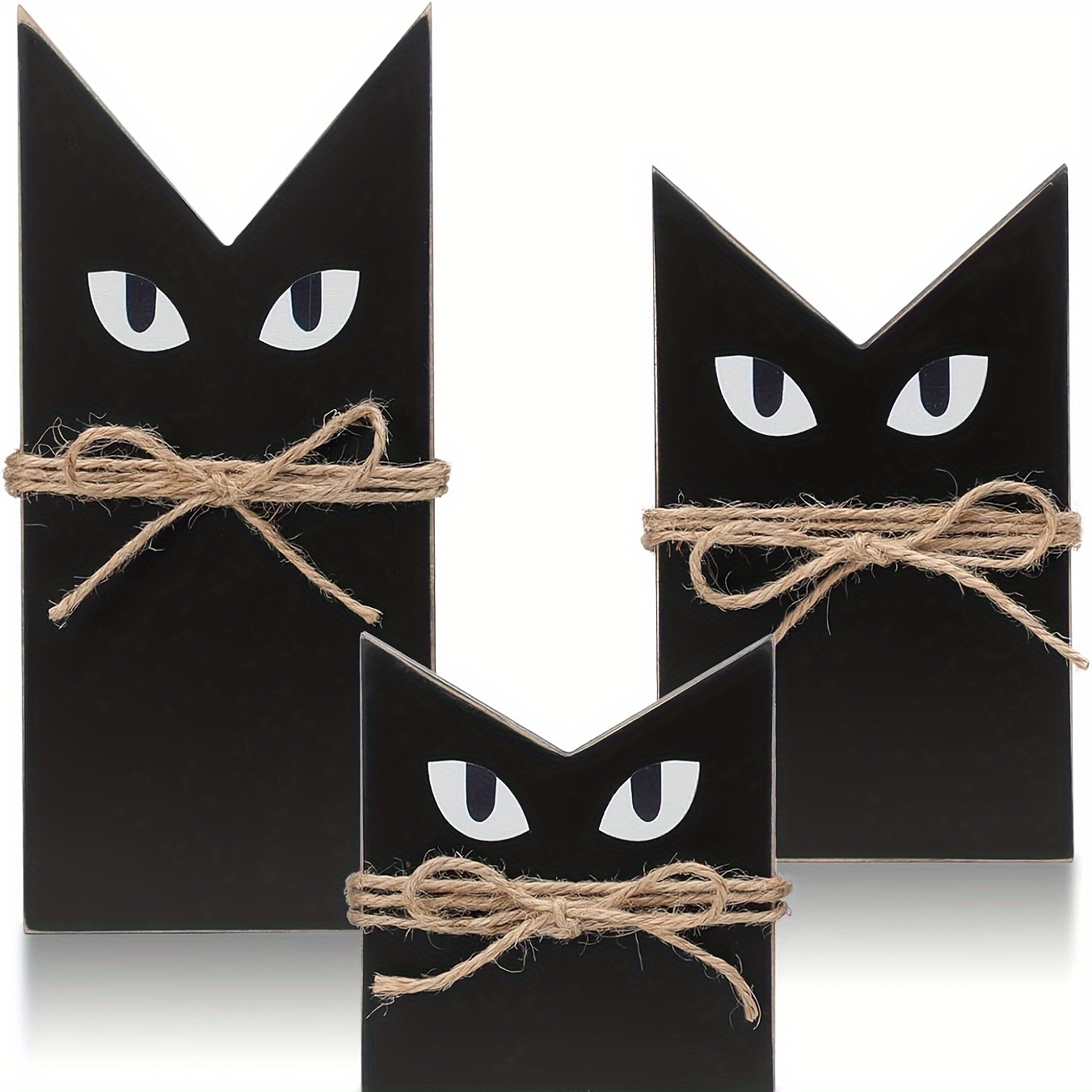 

3-piece Farmhouse Halloween Decor Set - Wooden Black Cat & Ghost Themes, Perfect For Home, Bedroom, Living Room - Autumn & Holiday Crafts, Ideal For Birthday & Housewarming Gifts
