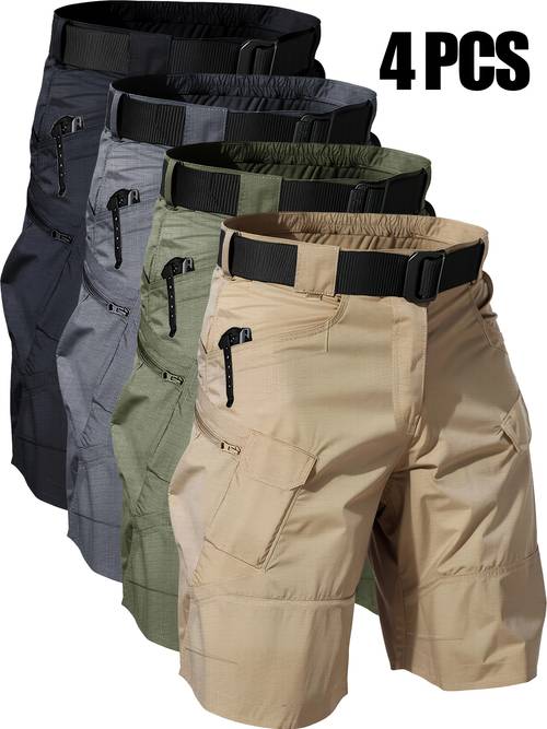 4pcs mens shorts lightweight breathble cargo shorts for outdoor casual military hiking work shorts workout shorts with multi pocket no belt