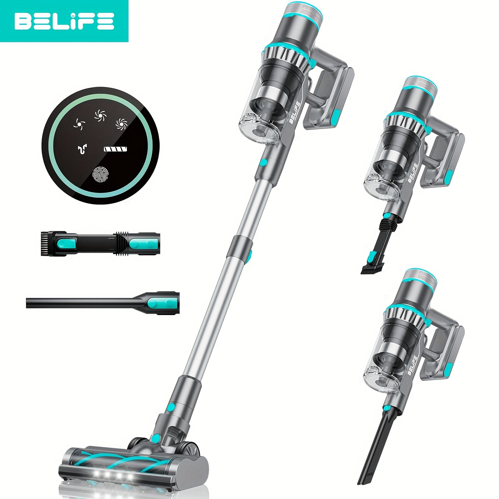 

Belife Bvc11 Cordless Vacuum Cleaner, 38kpa/450w Stick Vacuum With Brushless Motor, Led Display, 6 In 1 Powerful Lightweight Vaccum For Hardwood Floor Car Pet Hair