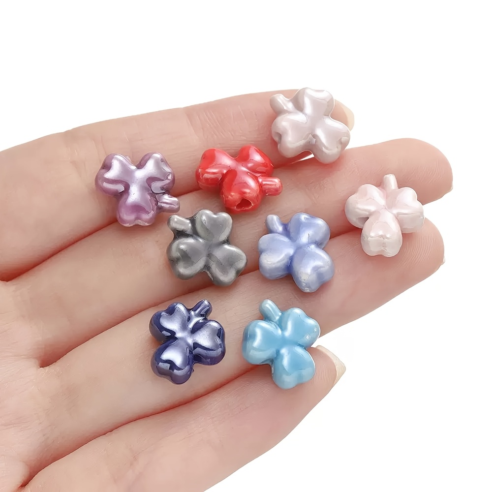 12pcs Set of Colorful Clover Ceramic Beads for DIY