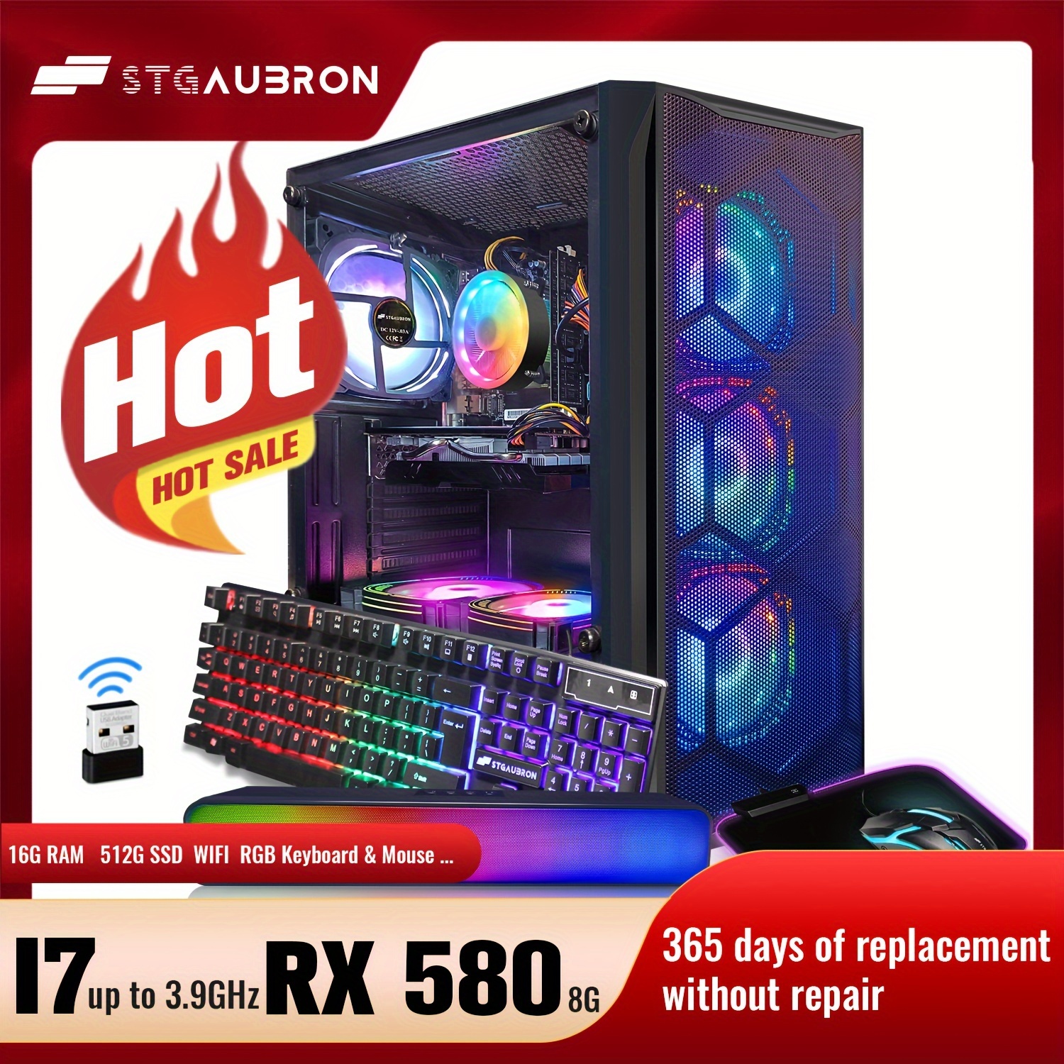 

Stgaubron Gaming Desktop Pc Computer, I7 3.4 Ghz Up To 3.9 Ghz, 8g Gddr5,16g ,512g Ssd,wifi, Wireless 5.0,rgb Fanx6,rgb Keyboard&mouse&mouse Pad,rgb Bt ,w10h64