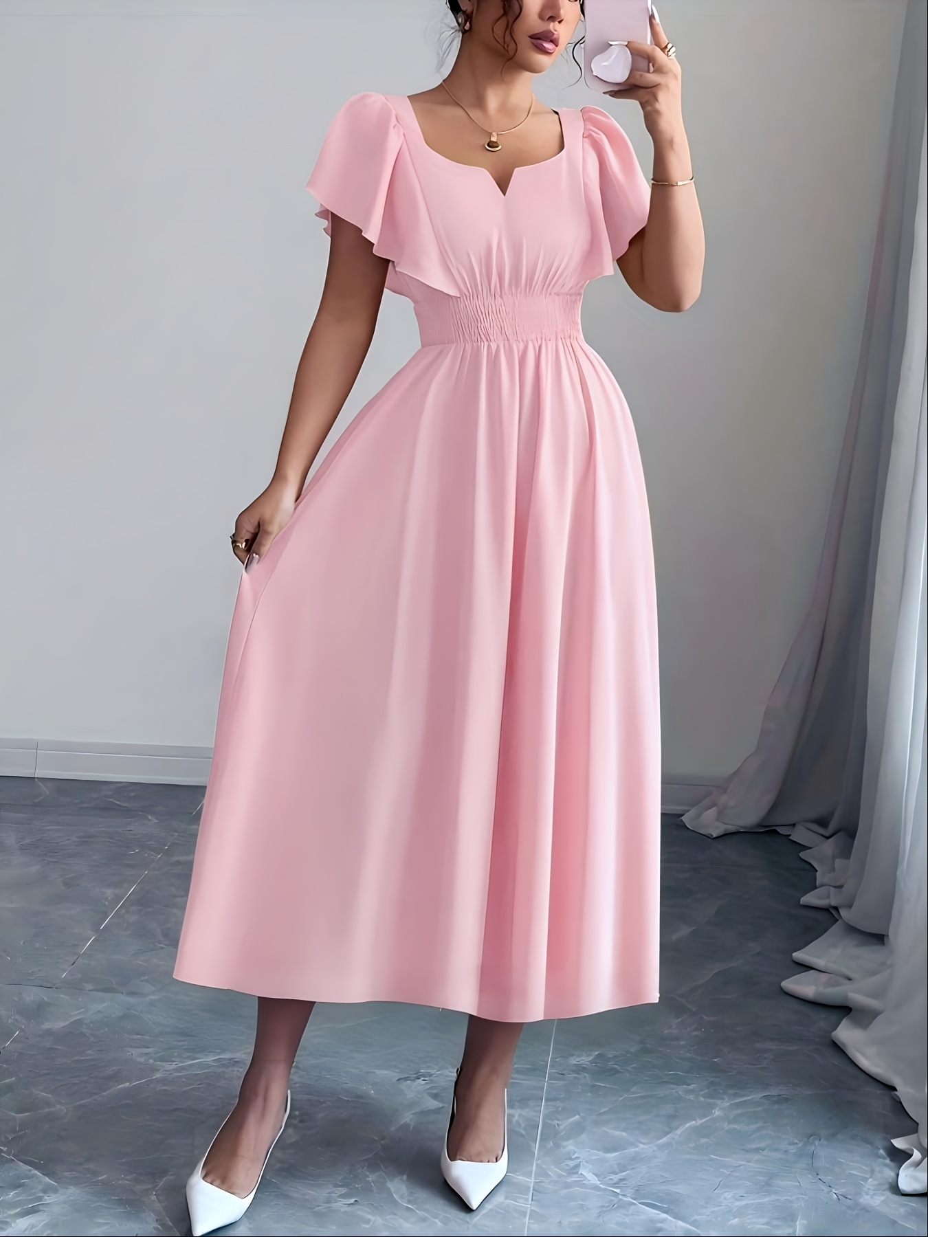 elegant rose gold prom dress Open-Back Long Rose Gold Prom Dress with Sequins– PromGirl main image 0