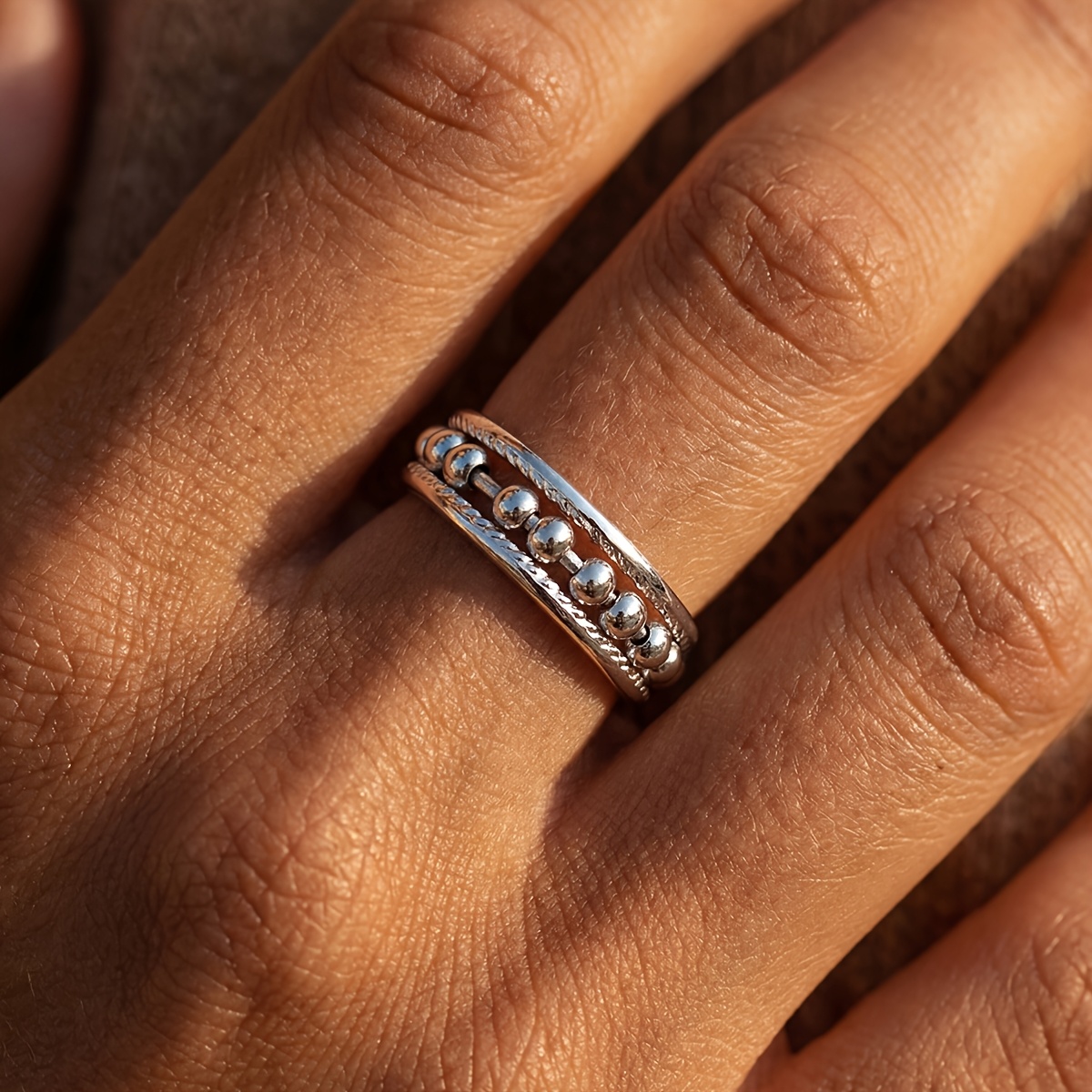 Women's Stylish Adjustable Bead Ring, Exquisite Design