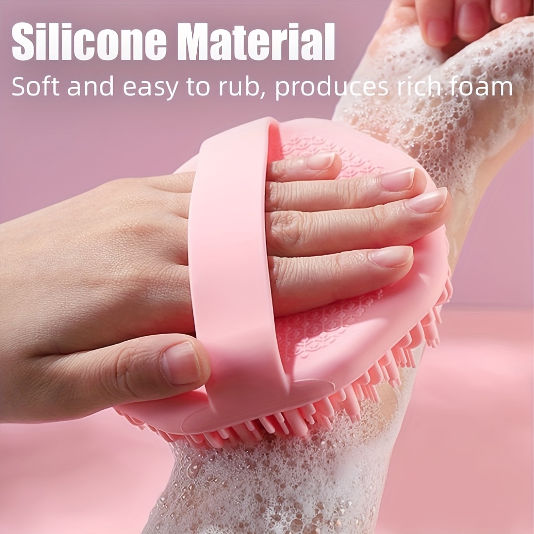 1pc silicone body scrubber loofah exfoliating massage tool for smooth light beige ergonomic grip no battery needed 6 colors blue purple suitable for most people silicone massage tool bathing accessory textured surface durable exfoliator nontoxic material details 1