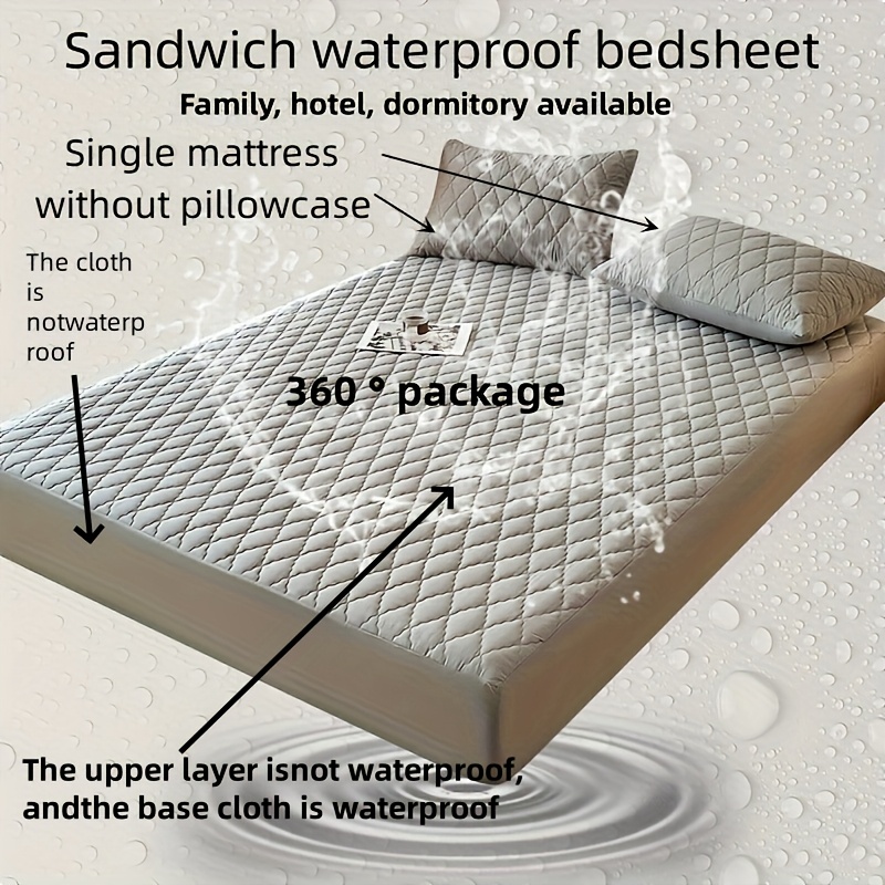 1pc Multi-Color Mattress Protector , No Pillowcases or Pillow Inserts, Soft and Comfortable Solid Color Bedding Mattress Cover, Waterproof Fitted Sheet, Single-Piece Simple Breathable Bed Cover Protector, Suitable for Bedroom and Guest Room Bed