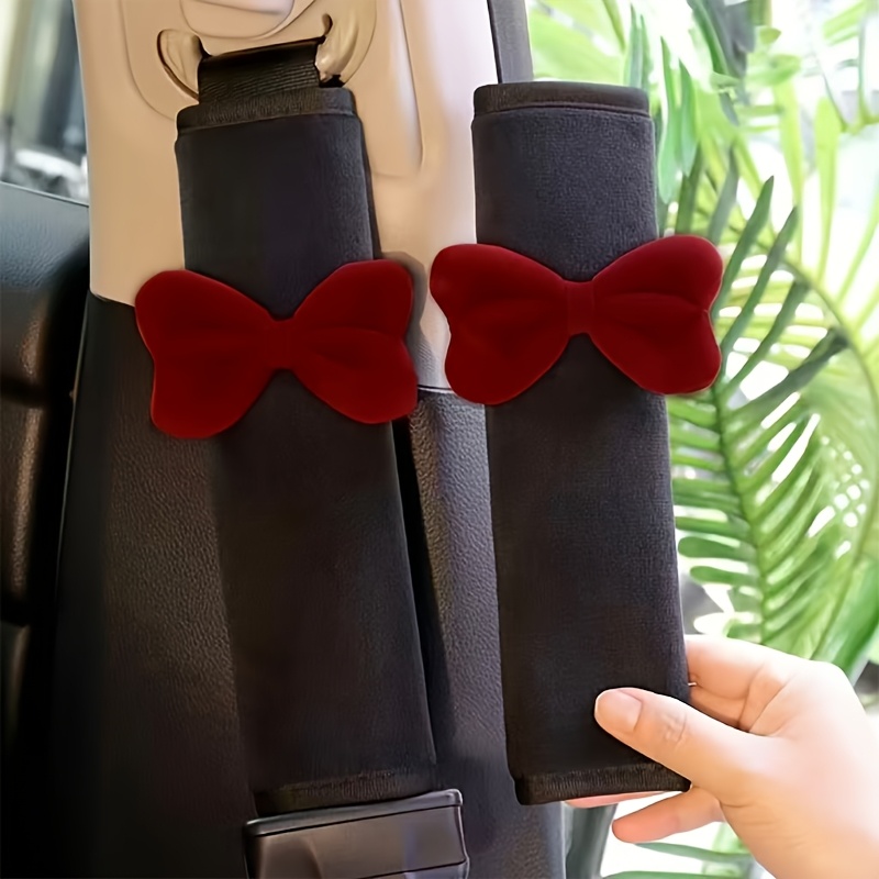 TEMU 2 stuks Pluchen Schouderstukken met Strikje voor Autogordel Schouderbescherming