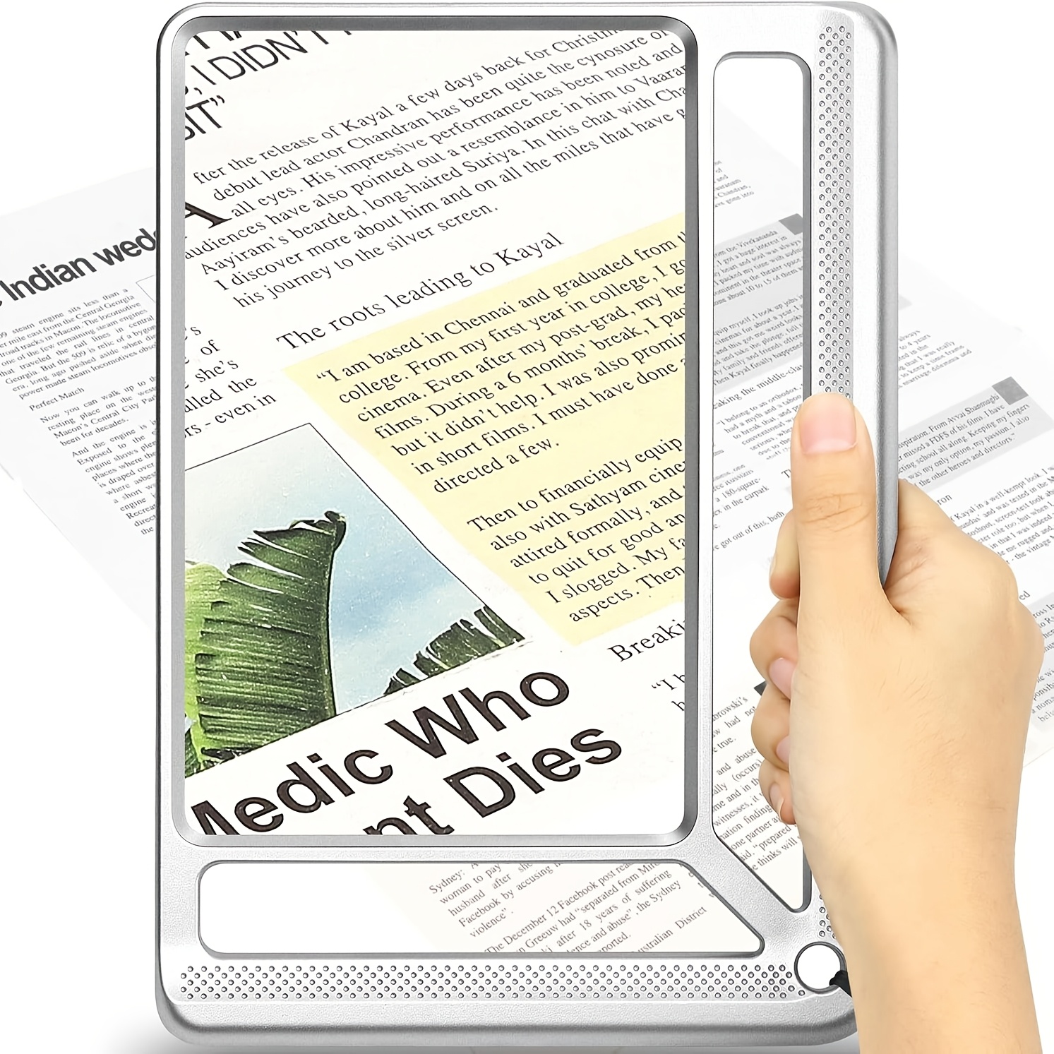 Image of 10x Full Page Magnifier For Reading, Lightweight Rectangular Magnifier Provides Large Viewing Area For Book Pages, Handheld Magnifier For Reading Small Prints For Seniors