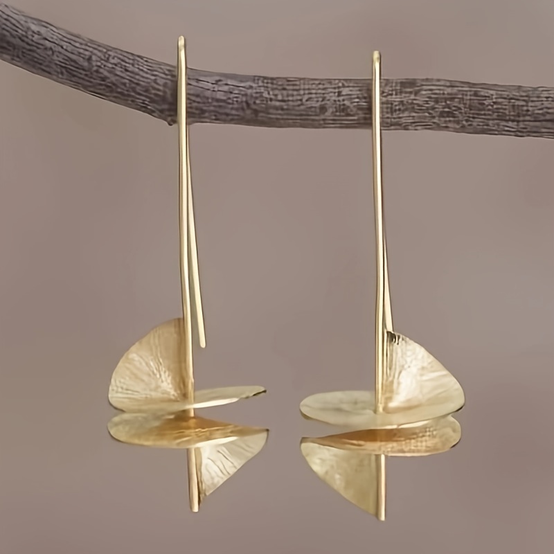 Image of Vintage Golden Rotating Earrings With Iron Post, Fashionable Innovative Design For Daily Wear, Accessory, Quirky Earrings