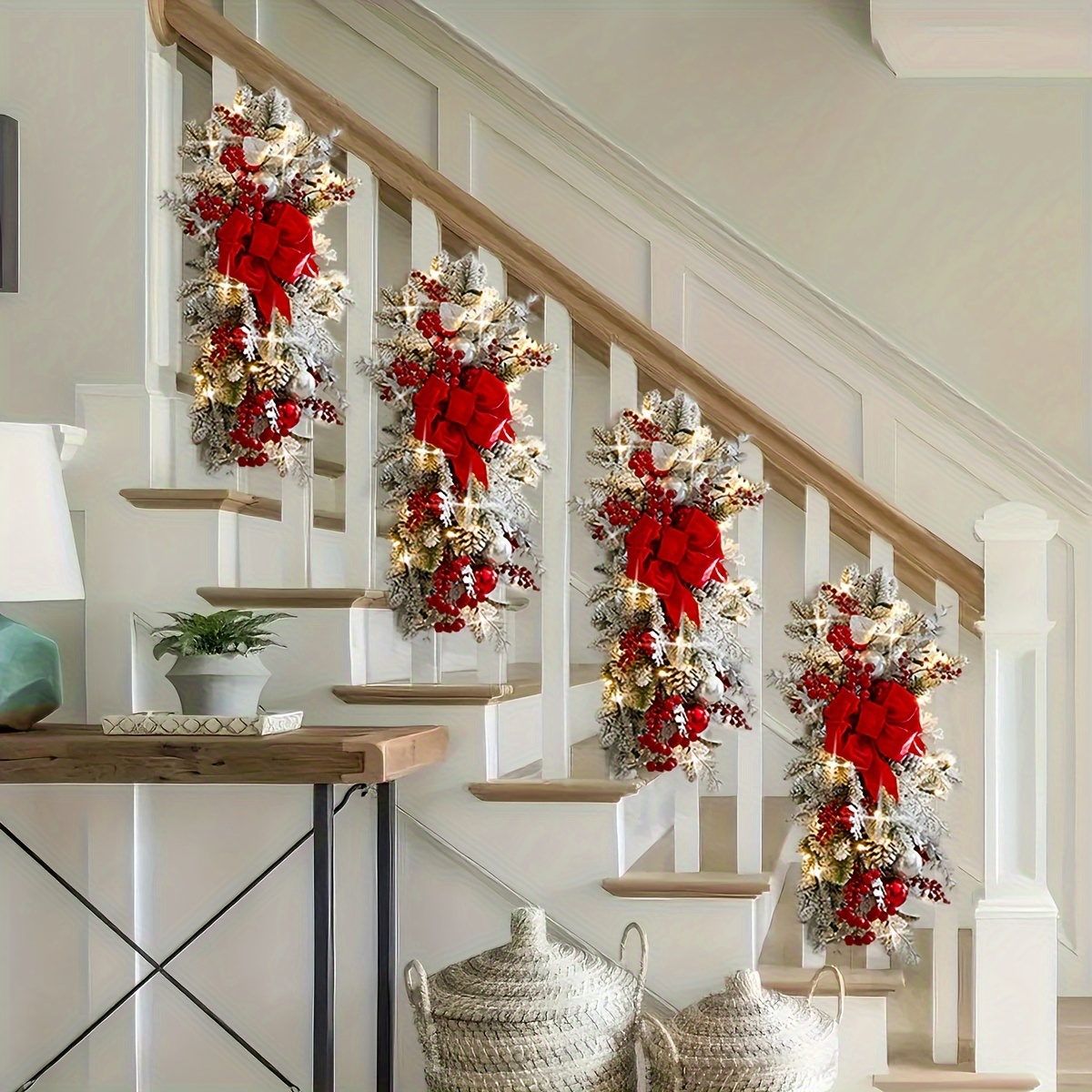 

1pc Christmas Wreath Wreaths Christmas Staircases Wreaths Decorations, Christmas Wreath For , For Christmas Decoration