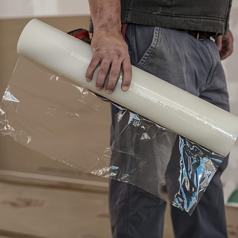 60cm x 100m self   carpet floor protector film dust cover for easy   tear resistant ideal for stairs   transparent pp material safe for all carpet types