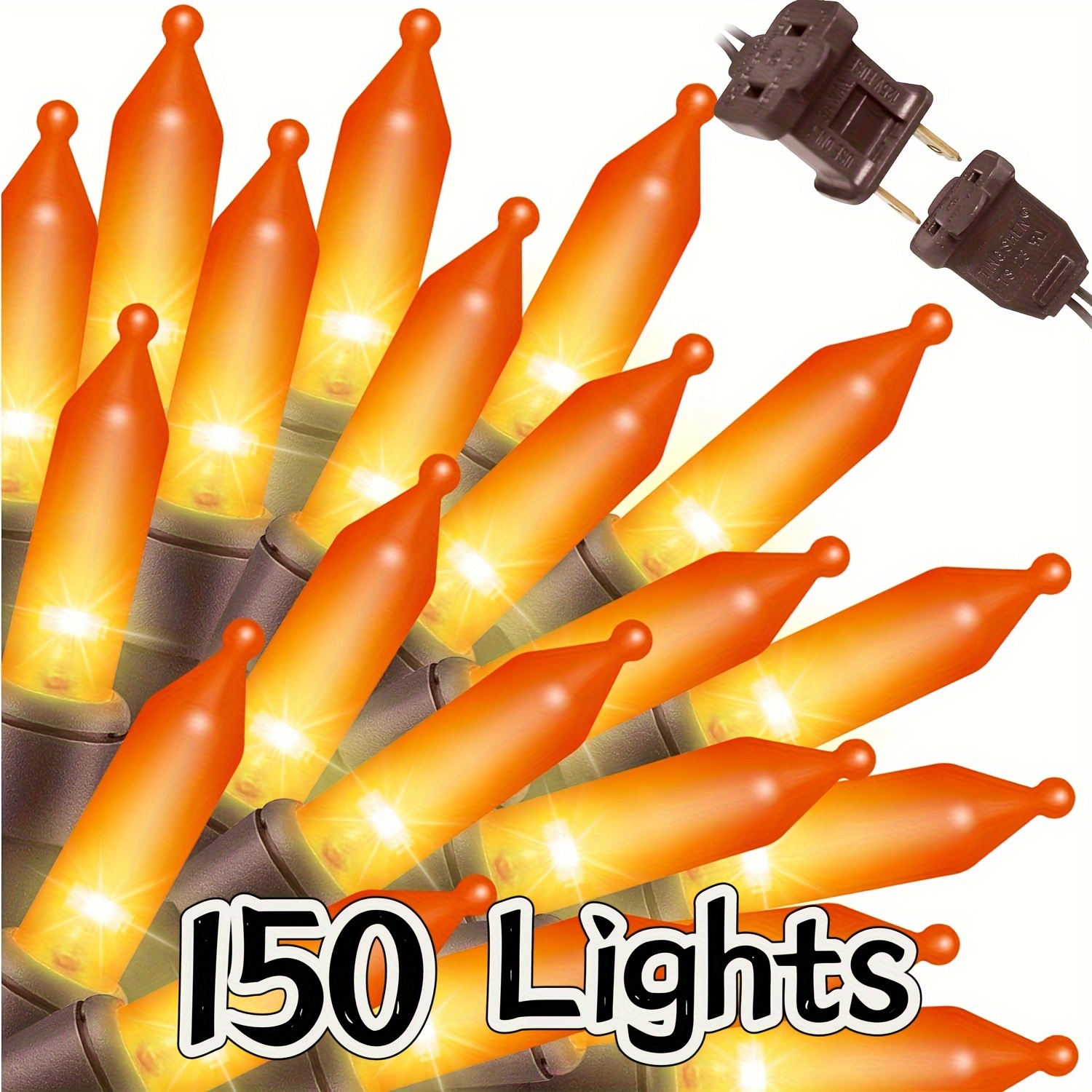 

31.9ft 150-count Halloween Decoration Lights With Brown Wire, String Lights For Holiday Decorations, Halloween Tree Lights, Holiday Party, Home, Indoor & Outdoor Use (brown Wire Orange)