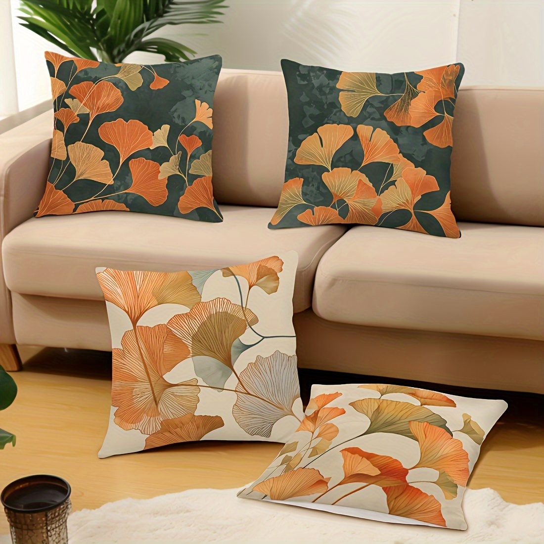 

4pcs Contemporary - Pattern, Zip , Washable, , For Sofa, Bed, Car, Decor, No Included