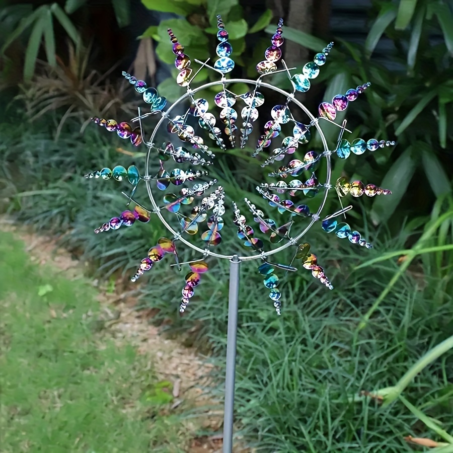 

15.7" Magical Metal Windmill - 3d Kinetic Sculpture, Solar-powered Wind Spinner For Decor, No Battery Needed Windmill Spinner Outdoor Metal Wind Spinners Outdoor