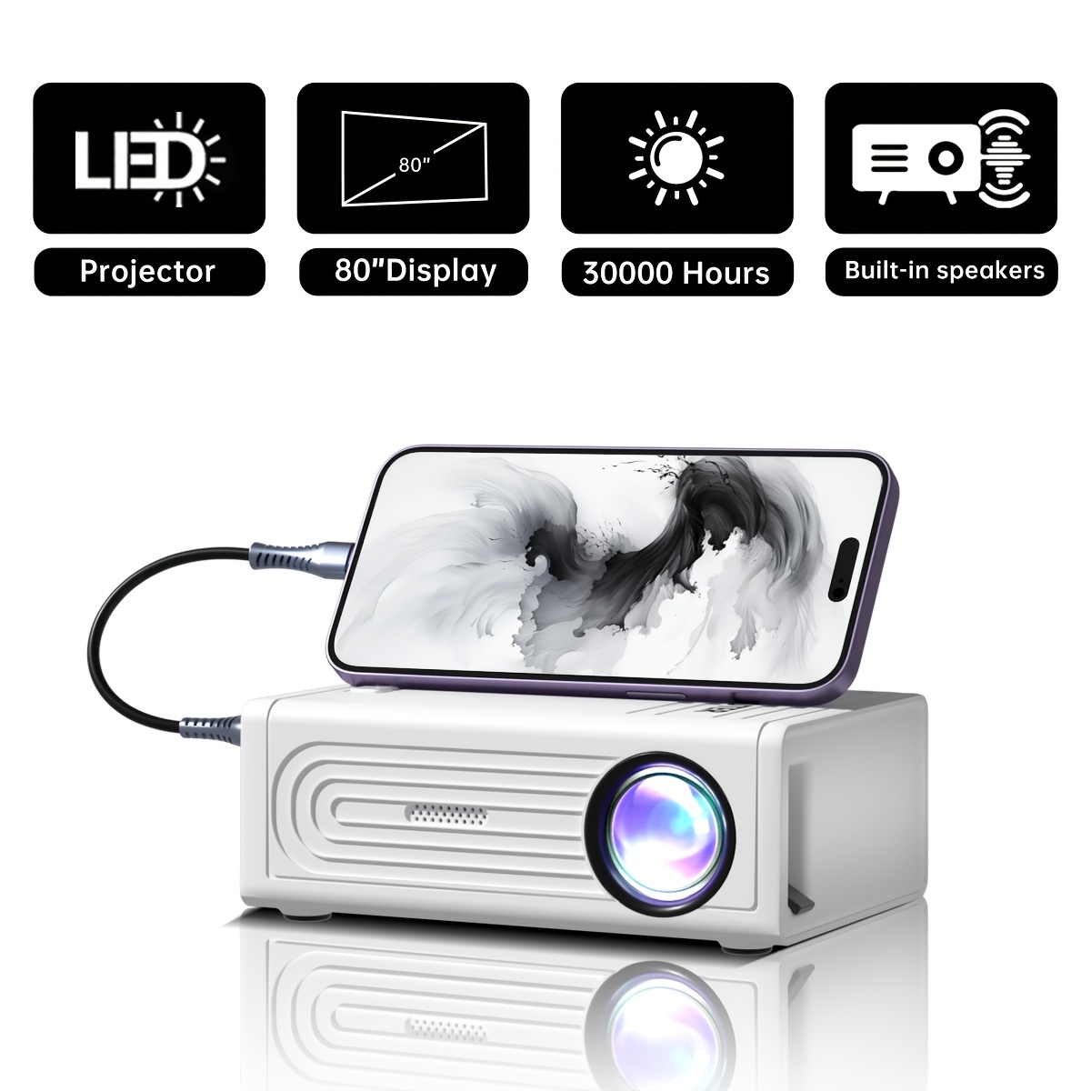 Portable Mini Projector for Home, Office, and School