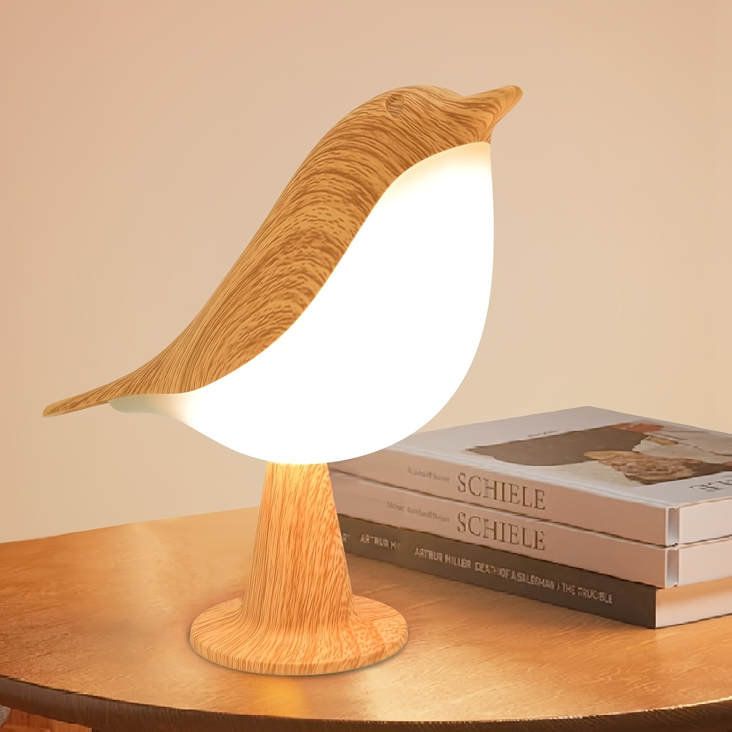 TEMU 1 Adjustable Touch Bird-shaped Table Lamp | Wireless 3-color Temperature Sensing Led Night Light Charging Bedside Lamp Wall Decoration Lamp
