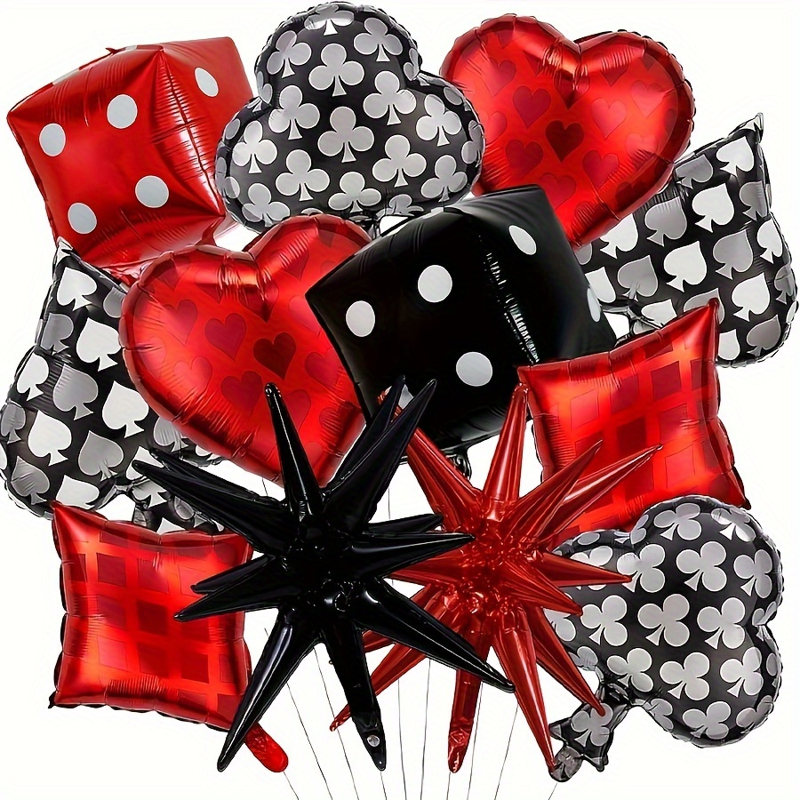 Image of 12 Dice Style Balloons, Foil Balloons, Decorative Balloons For Friend Gatherings And Parties, Suitable For Christmas And Birthday Parties, Dice Style Decorative Balloons