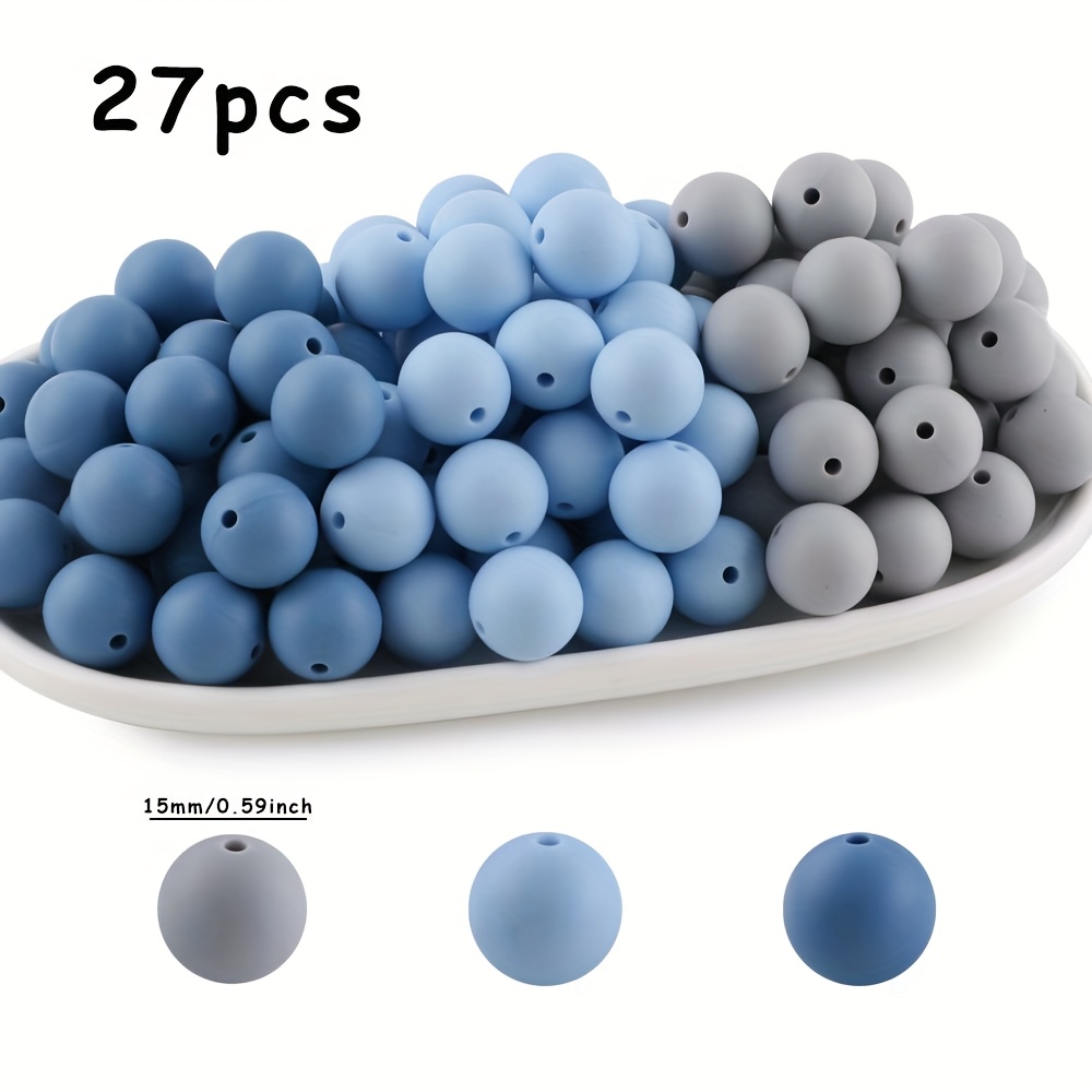 TEMU 12mm-39pcs, 15mm-27pcs, 19mm-12pcs, Beads & Bead Assortments, 3 Colors Of Mixed Round Beads, Autumn And Winter Dark Silicone Round Beads,