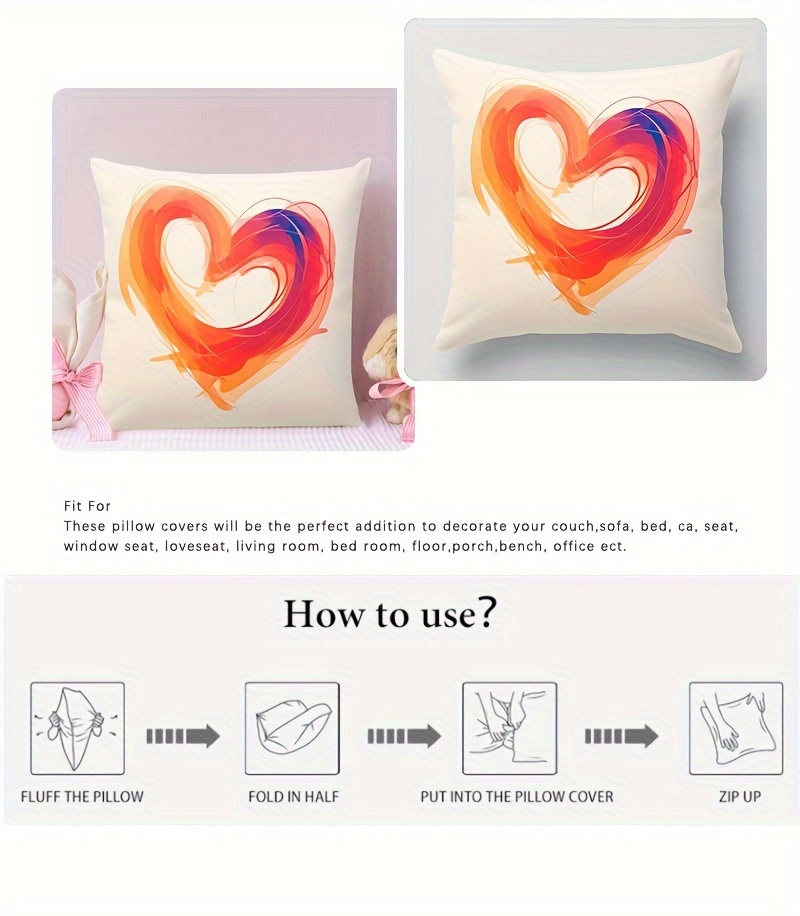   shaped print throw pillow cover 17 7x17 7   home decor valentines day mothers day wedding celebrations zip closure machine washable polyester details 3