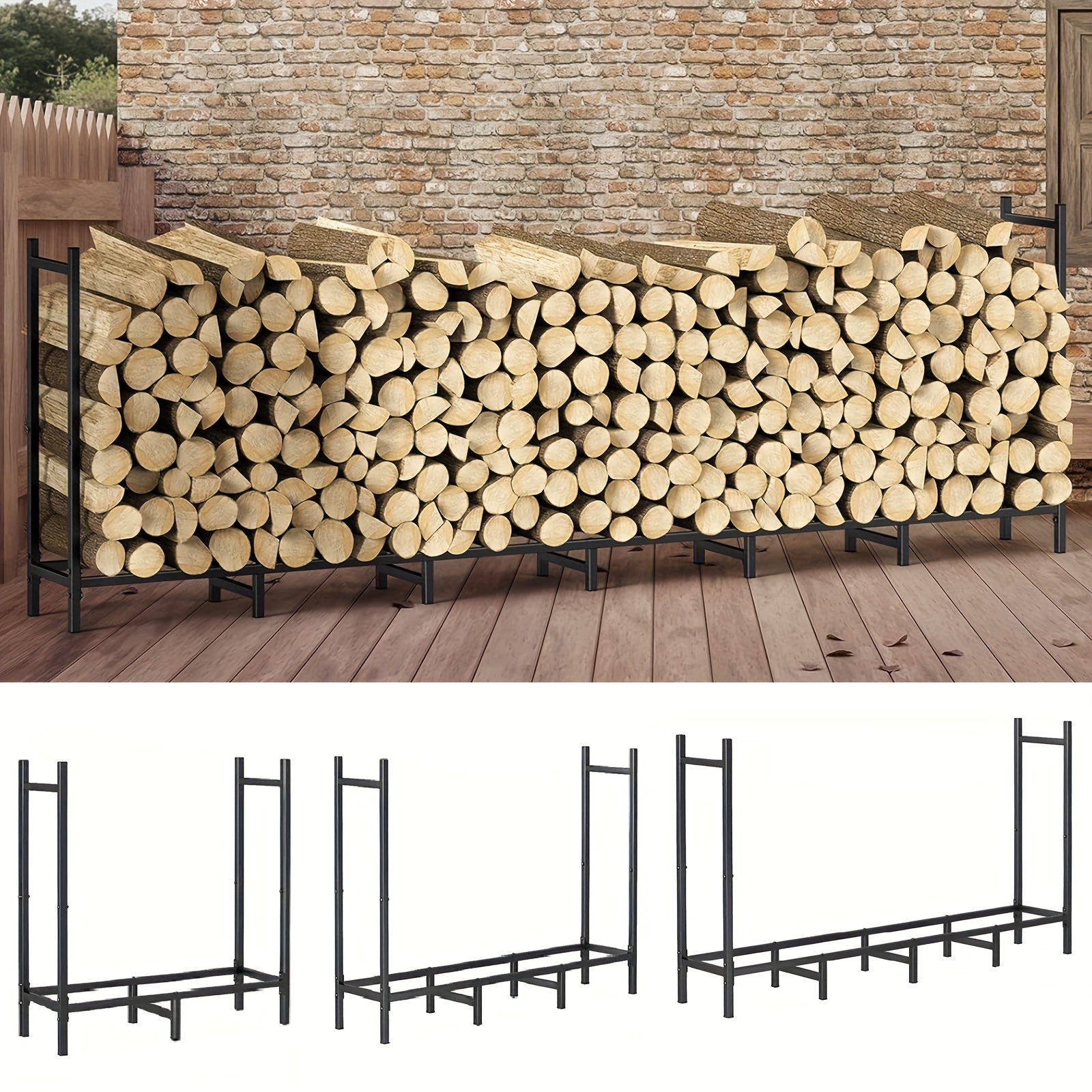 an adjustable firewood rack stand measuring 2 7 to 8 feet a heavy duty outdoor indoor firewood stacking rack a metal wood storage organizer for fireplaces