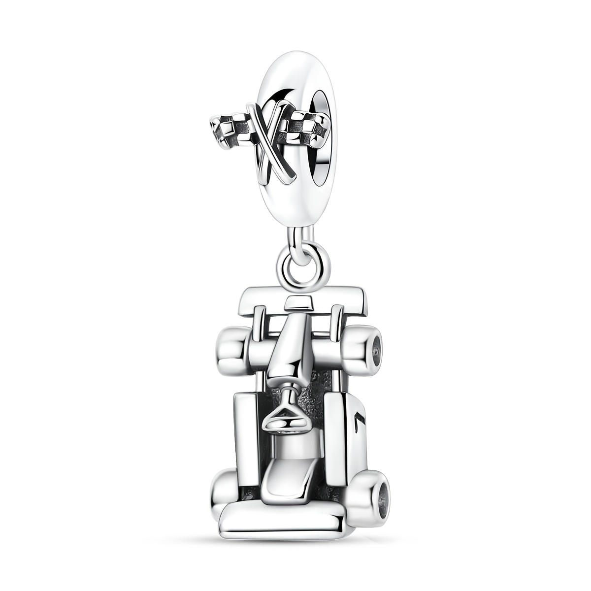TEMU 1pc Silver Color Charms Beads For Women Go-kart-shaped Pendants Detail Jewelry Gifts Fits Original Bracelet & Necklace Diy Making