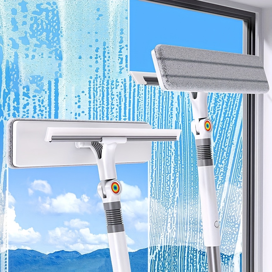 Image of 1pc Multi-surface Cleaning Scraper Brush With, 2-in-1 Glass Wiper, Multi-functional Plastic And Window Cleaning Tool, Ideal For Bathroom, Outdoor, Wall, Floor, And Glass Surfaces