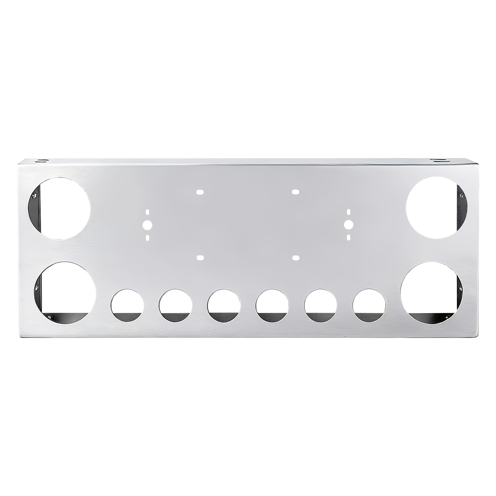 TEMU Tail Light Panel With 1 Backing Plate, Stainless Steel, Rear Center, Round Lights Cutouts With 4.49" Lights Cutouts & Grommets, , Fit For