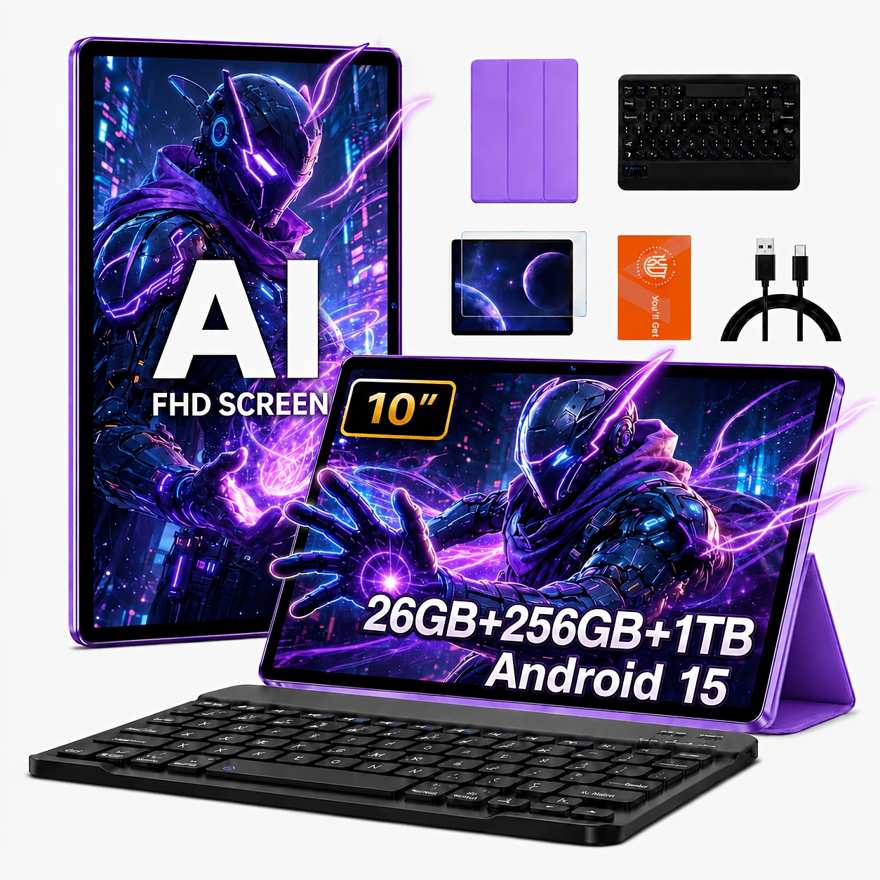 TEMU -one 10.1-inch 15 Tablet With Keyboard, 26gb (8gb+18gb), 256gb Rom, 1tb Expandable, -core, Hd Ips, L1, Wi-fi 5, Gps, Wireless, 6000mah, Mouse,