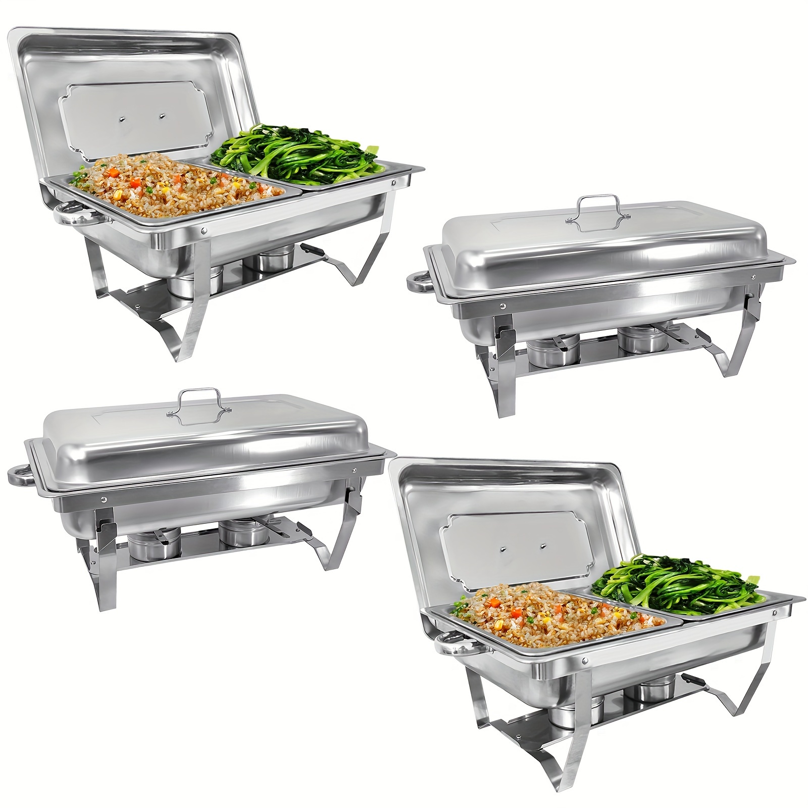 

5/7/9/10pcs, Chafing Dish Buffet Set, 8 Quart Stainless Steel Chafer Buffet Servers And Warmers Set With 1/2 Size Pan For Weddings, Parties, Banquets, Catering Events