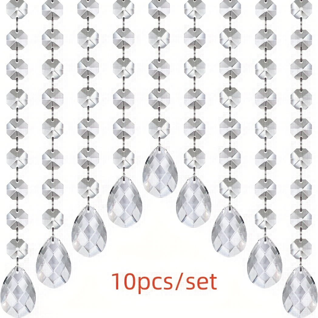 33ft Acrylic Crystal Garland Strands, String Of Beads W/crystal Ball Prism Pendant, Hanging Crystals For Decoration For Centerpieces Chandeliers Christmas Ornaments