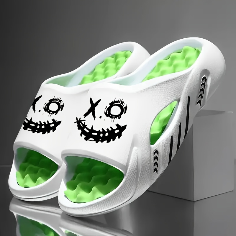 Men'S And Women'S Thick-Soled Oversized Fashion Print Comfort Slippers | Lightweight, Stylish, All-Season, Eva Material, Open Toe, Slip-On Closure, Perfect For Daily Use, Couples, And Family - A Practical Gift