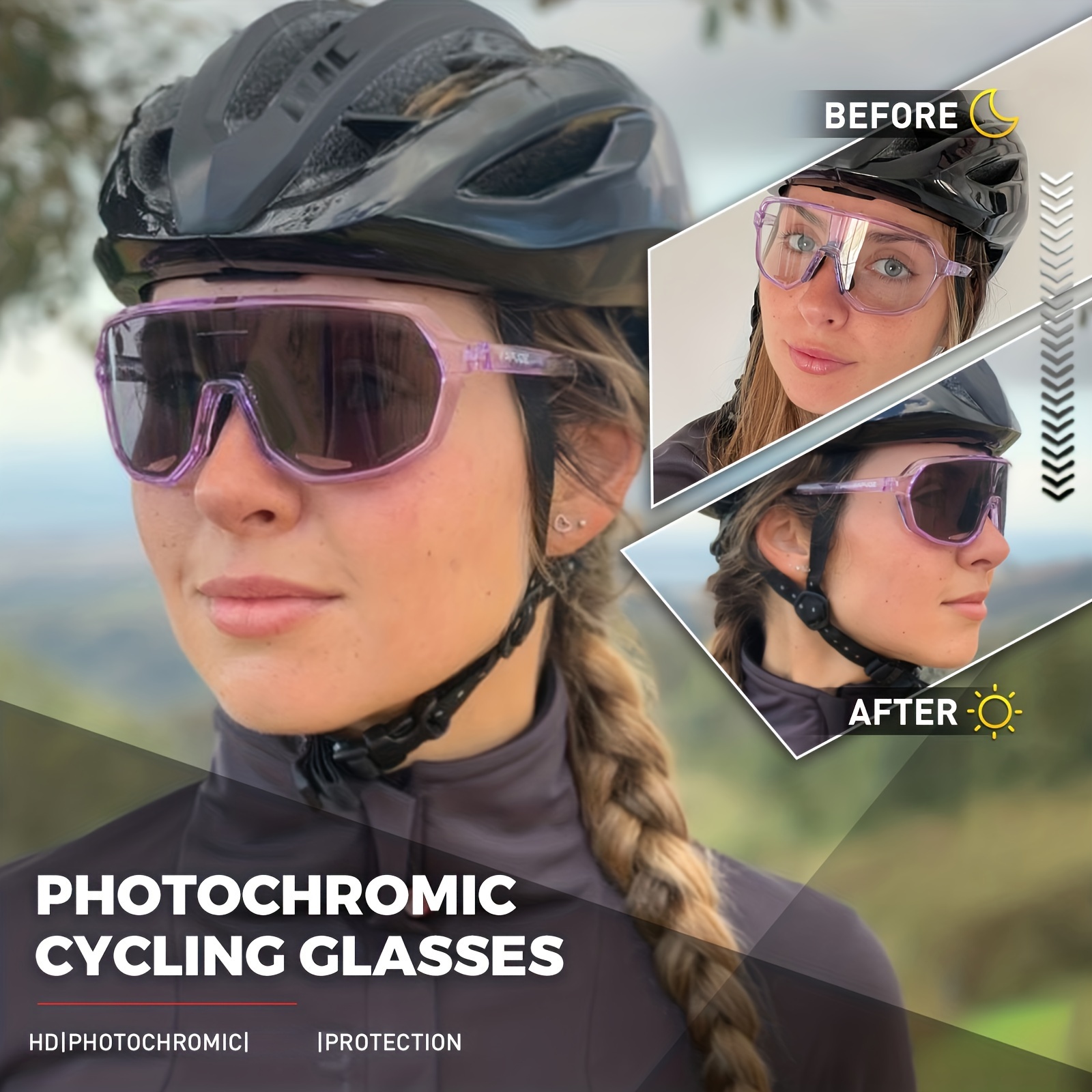 Kapvoe-gafas de sol fotocromáticas para ciclismo para hombre y mujer,  lentes deportivas para bicicleta de montaña y de carretera 