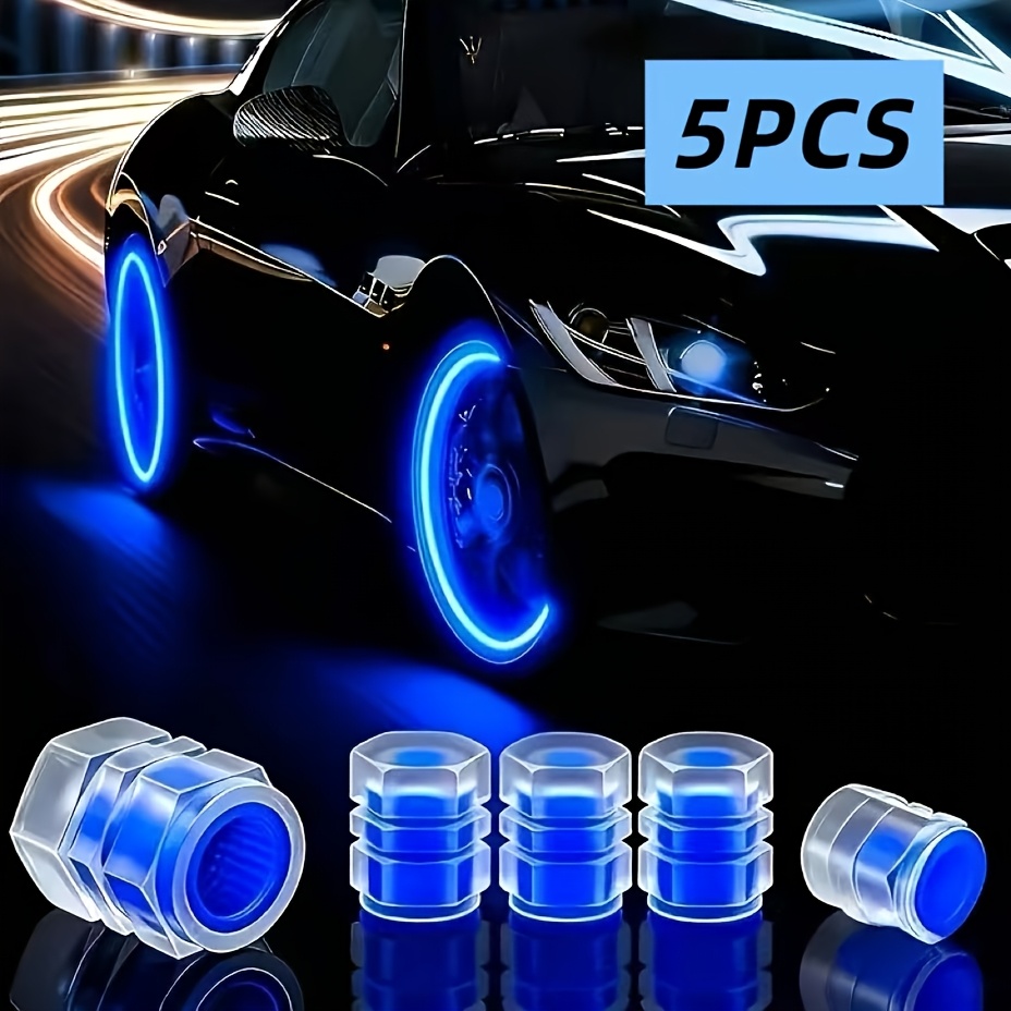 TEMU Newly Upgraded Universal Car Valve Stem Caps Made Of Durable Materials, A Set Of 5 Fluorescent Tire Valve Caps. Suitable For All Types Of
