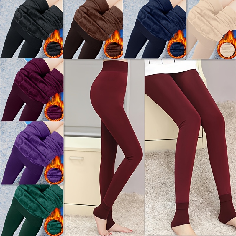 

Women's High-waist Thermal Leggings | Polyester & Spandex Blend | Fleece-lined Winter Tights | Stretchy, Slimming Knit Fabric | Elegant Solid Colors | Ideal For Cold , Fleece Lined Leggings